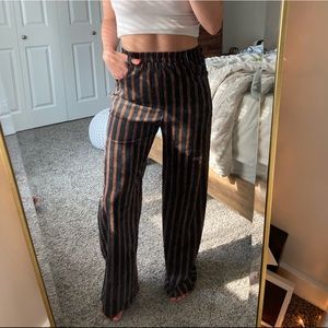 Corduroy high waisted flare pant.